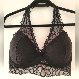 PINK Lace Halter Lightweight Push-up Bralette NWT